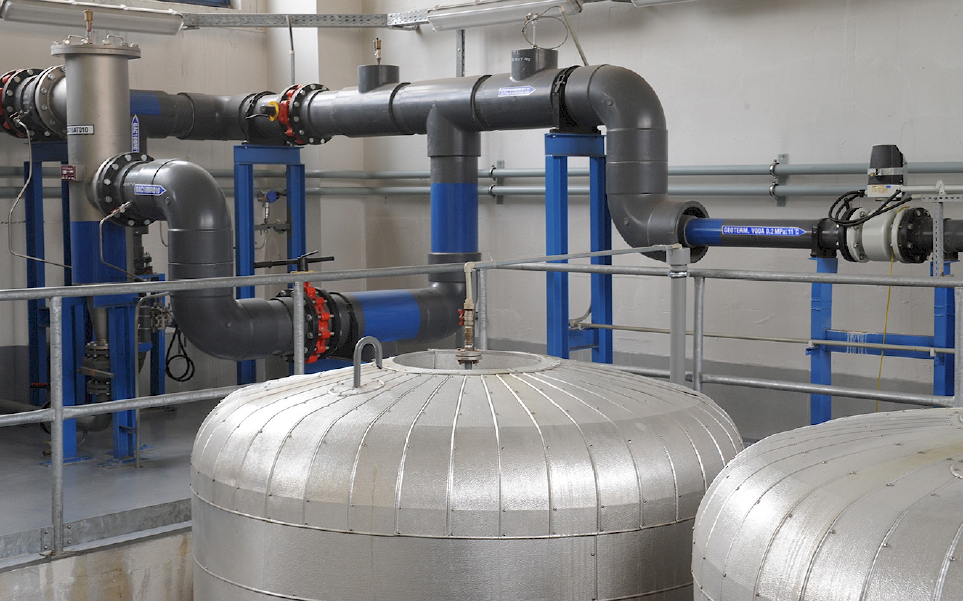 Geothermal tanks are connected to you with pipes.